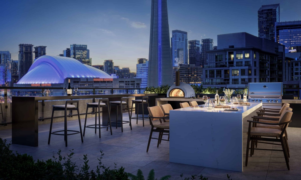 Q Tower Condos Rooftop Dining Area