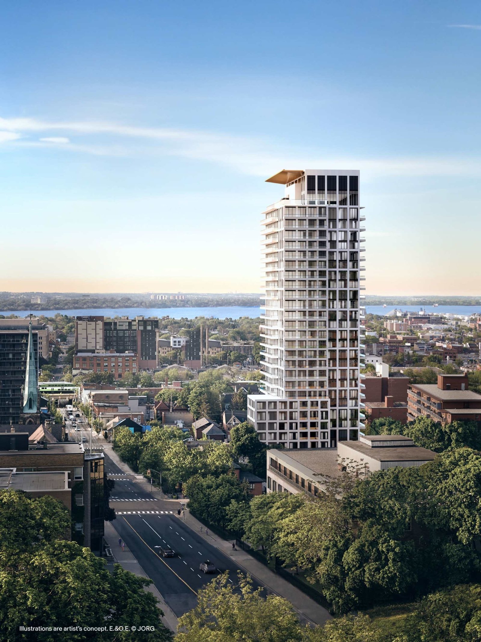 Corktown Tower – Aerial, looking north