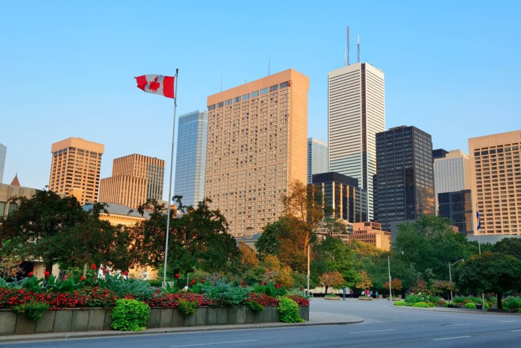 canada building with national flag